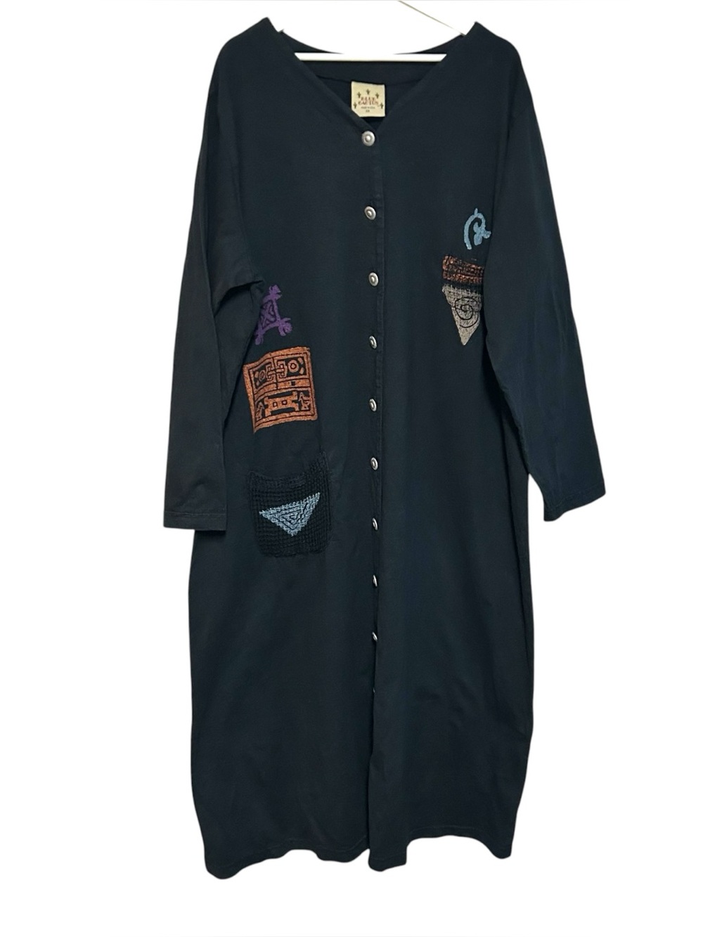 Vintage blue cactus 3X maxi dress button down western graphic print art to wear
